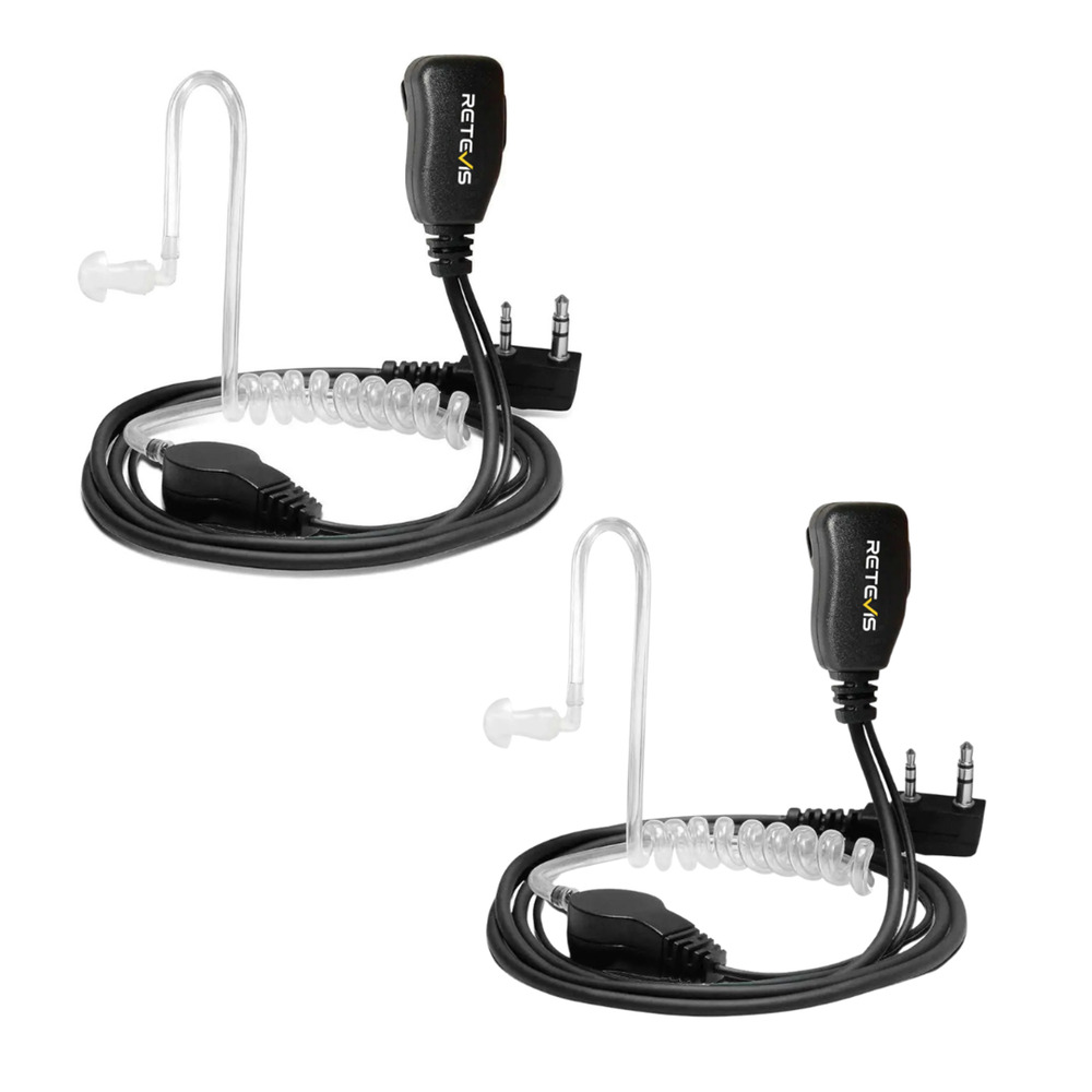 2 Pack Retevis EAK001 Walkie Talkies Earpiece w/ Mic 2 Pin Acoustic Tube Headset